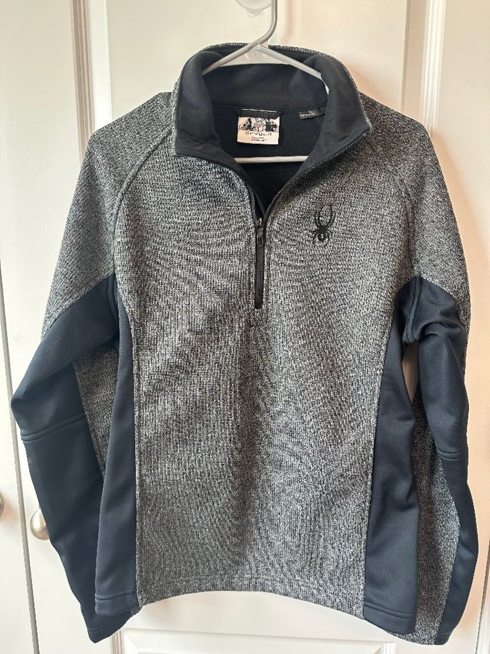 Spyder Women’s Quarter Zip Performance Pullover Gray Black Fleece Lined Size M
